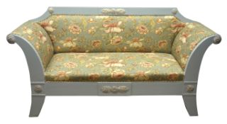 French empire style Settee upholstered in 'Leighton' by Margarita Cushing floral fabric,