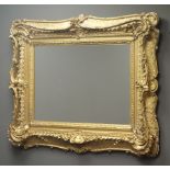 19th century wall mirror, rectangular plate in scroll and acanthus carved giltwood and gesso frame,