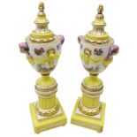 Pair of Berlin Porcelain Urn Shaped Candlesticks Vases,