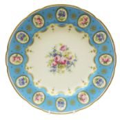 Early 20th century Minton shaped cabinet plate the reserve painted with floral sprays within a