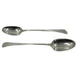 Pair of silver serving spoons, bead pattern by George Smith II, London 1789, approx 6.