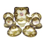 Early 20th century Royal Worcester tea service for six persons hand painted with floral sprays by