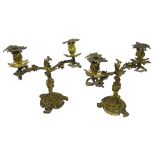 Pair of late 19th century Rococo Revival bronze two branch Candelabra,