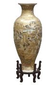 Meiji period Japanese Satsuma floor vase, of ovoid form, decorated with enamels and gilt,