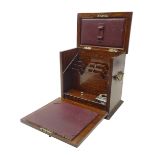 Edwardian oak correspondence box, the hinged lid opening to reveal a fitted interior,