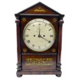 William IV brass inlaid rosewood and simulated rosewood Architectural cased bracket clock,