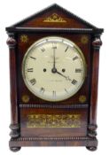 William IV brass inlaid rosewood and simulated rosewood Architectural cased bracket clock,