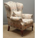 Late 20th century Liberty of London wingback armchair, upholstered in Liberty 'Lanthe' fabric,