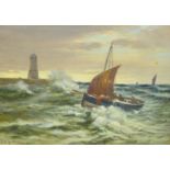 Sidney Valentine Gardner (Staithes Group 1869-1957): Coble Running for Shelter Whitby,