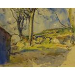 Fred Lawson (British 1888-1968): Trees near a Barn,