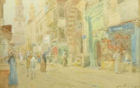Henry Bacon (American 1839-1912): Egyptian Street Scene, watercolour signed dated Feb.