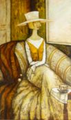 Ludmila Curilova (Moldovan 20th/21st century): Lady taking Tea,