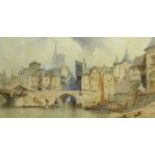 Paul Marny (French/British 1829-1914): The River at 'Mayenne' France, watercolour signed,