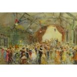 Rowland Henry Hill (Staithes Group 1873-1952): 'The First Hunt Ball Hinderwell', watercolour signed,