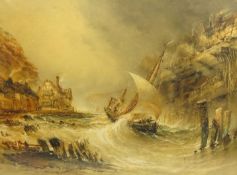 Henry Barlow Carter (British 1804-1868): Returning to Staithes in Rough Seas,