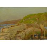 Percy Herbert Portsmouth (British 1874-1953): 'Cockburnspath Cove Harbour' Scottish Borders,