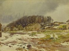 Fred Lawson (British 1888-1968): Castle Bolton Village with a Covering of Snow,
