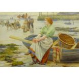 Ralph Todd (Newlyn School 1856-1932): Fisher-Girl Waiting on the Shore,