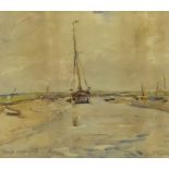 William (Fred) Frederick Mayor (Staithes Group 1866-1916): Boats at Low Tide,