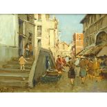 Felice Giordano (Italian 1880-1964): Busy Street Scene,