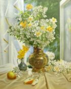 Gregori (Lysechko) Lyssetchko (Russian 1939-): Still Life of Spring Flowers in a Japanese Vase,