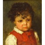 Otto Brandt (German 1828-1892): Boy in a Red Waistcoat, oil on canvas signed 16.