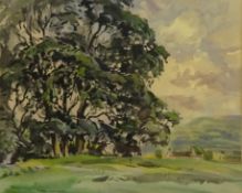 Fred Lawson (British 1888-1968): Trees at Castle Bolton, watercolour signed,