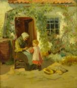 Ralph Hedley (Staithes Group 1851-1913): An Alphabet Lesson in the Garden,