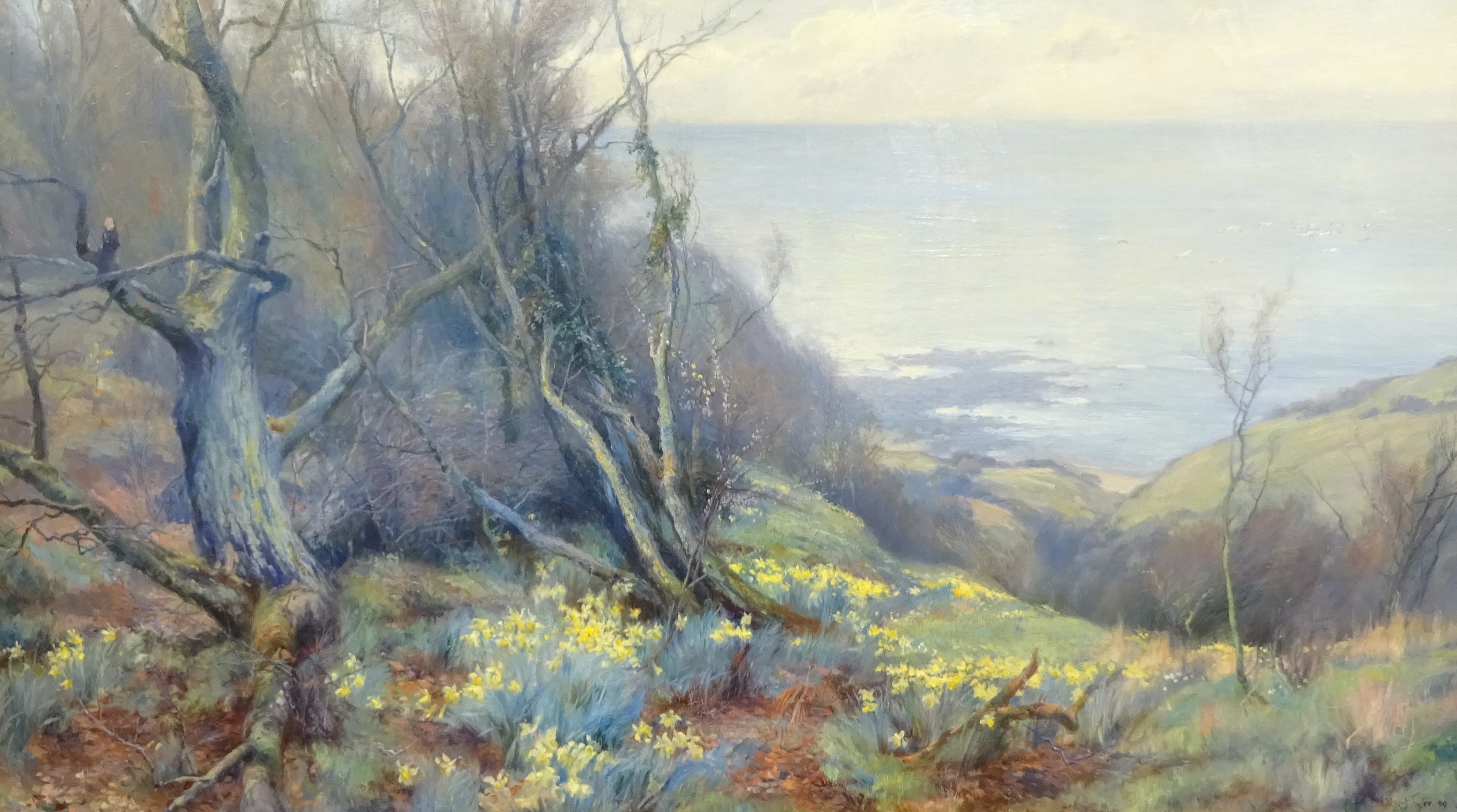 William Gilbert Foster (Staithes Group 1855-1906): 'Spring' - Overlooking Runswick Bay,