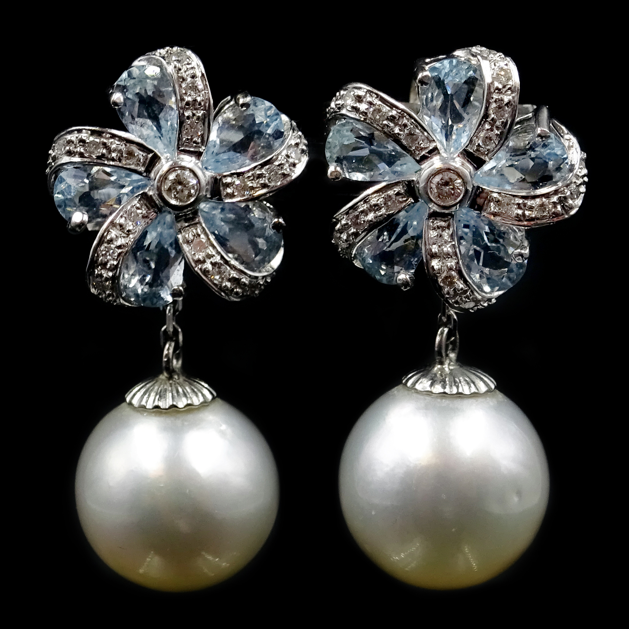 Pair of 18ct white gold pearl, - Image 5 of 5