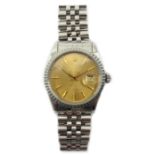 Rolex oyster perpetual datejust stainless steel wristwatch, model 1603,