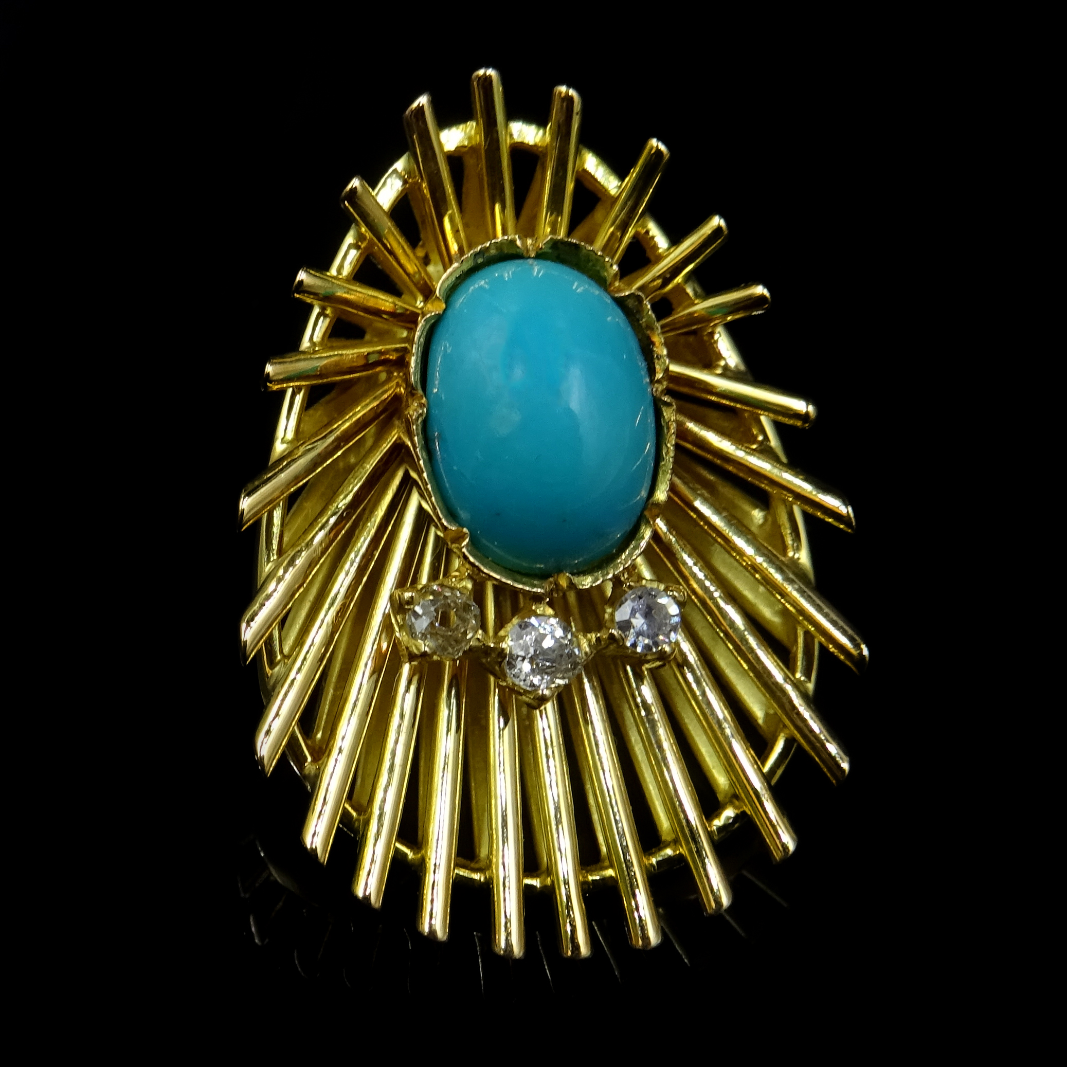 Turquoise and diamond set 18ct gold pendant Condition Report Gold tested to 18ct, - Image 4 of 4