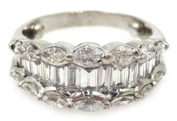 18ct white gold baguette and marquise diamond ring Condition Report Gold tested to