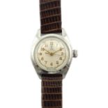 Tudor (Rolex) Oyster stainless steel wristwatch no 35157 895 circa 1940's on brown lizard strap