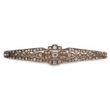 Art Deco gold and silver old cut diamond bar brooch Condition Report Length = 7.