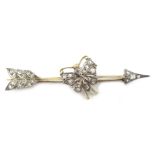 Old cut diamond arrow brooch set with central butterfly Condition Report Length = 6.