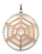 Rose and white gold diamond spider's web pendant,