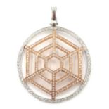 Rose and white gold diamond spider's web pendant,