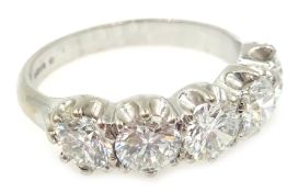 White gold five stone diamond ring, hallmarked 18ct, diamonds approx 2.