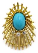 Turquoise and diamond set 18ct gold pendant Condition Report Gold tested to 18ct,