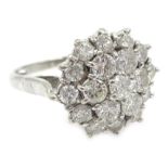 18ct white gold diamond cluster ring Condition Report Gold tested 18ct, approx 6.