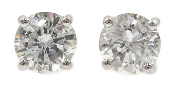Pair of 18ct white gold diamond stud ear-rings, hallmarked, diamonds approx 2.
