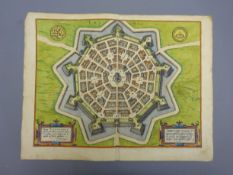 Georg Braun (1541-1622) & Franz Hogenberg (1538-1598) - Hand coloured Map of Palma ,