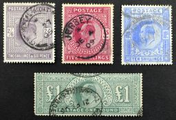 King Edward VII one pound green, ten shillings,