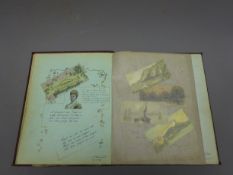 Victorian and early 20th century autograph album well stocked with pen and ink drawings,
