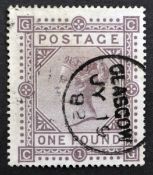 Queen Victoria one pound brown-lilac stamp,