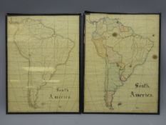 Hand drawn and coloured Map of the Countries of South America, signed J.D.
