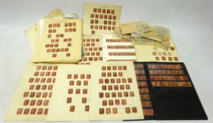 Large collection of Queen Victoria perf penny red stars and plates on album pages,