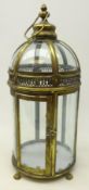 Bronze finish classical style hexagonal dome top glass lantern with carrying handle,