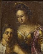 Female Figures, 18th century oil on canvas laid onto wood panel,